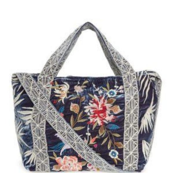 New Johnny Was Kasumi Embroidered Velvet Tote Bag - Picture 3 of 14